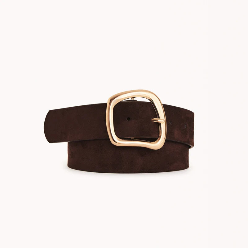 Billini Carter Belt - Dark Cacao Suede / Gold