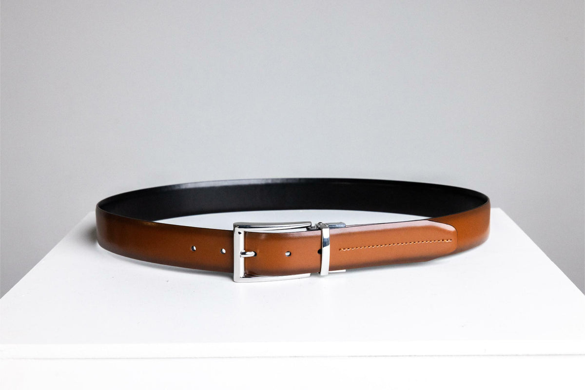 BLKWD Fredrick reversible leather belt in black and brown