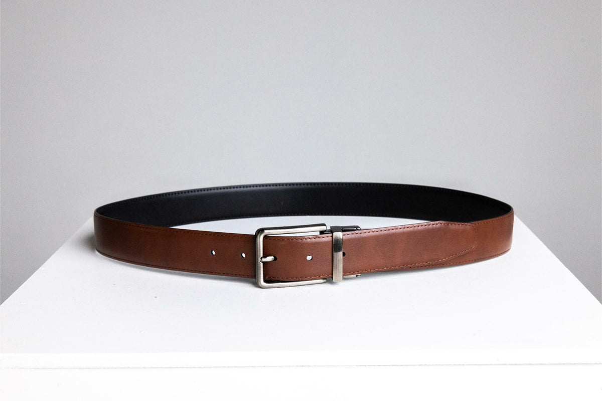 BLKWD Lucas reversible leather belt in black and tan