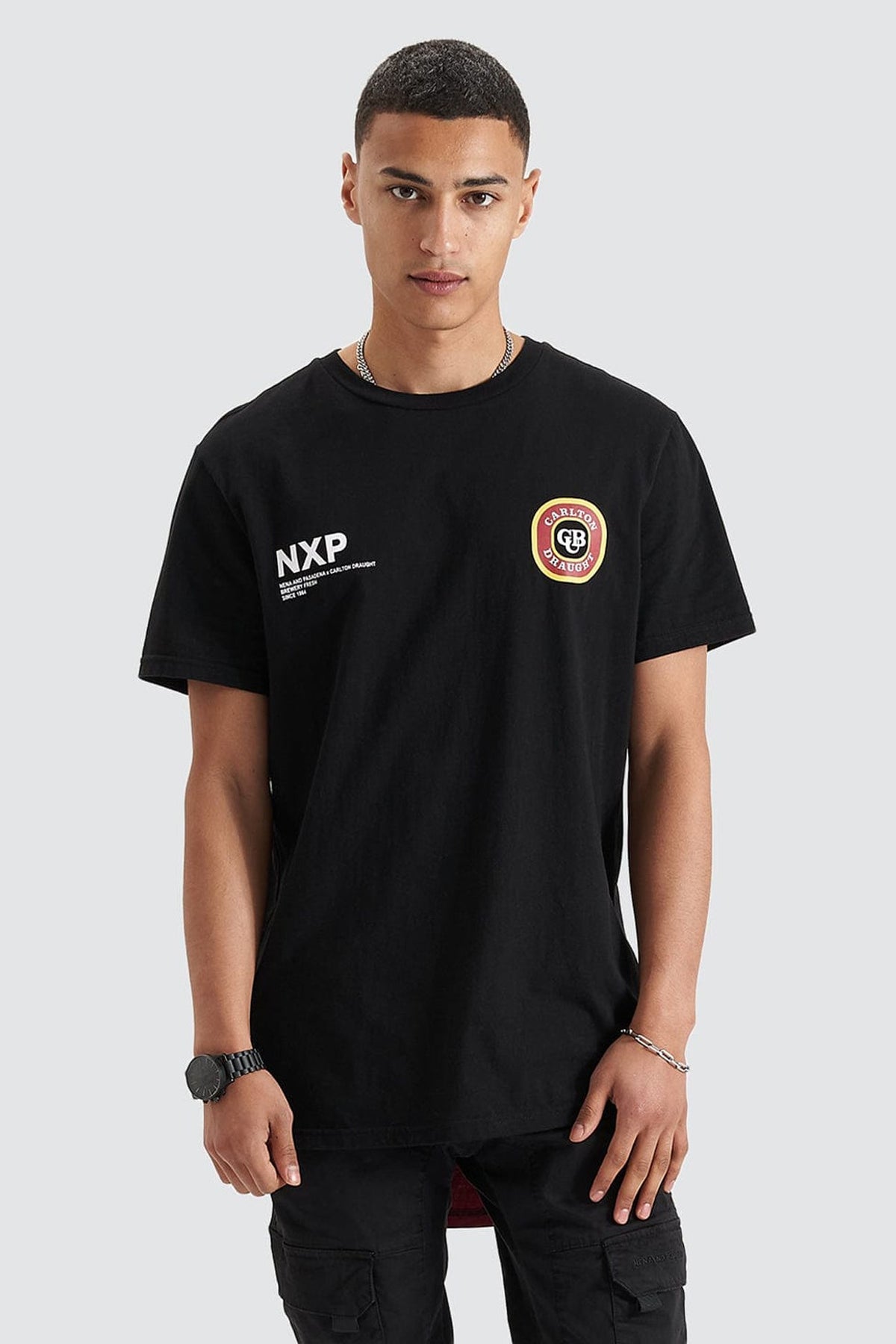 NXP Bramling Cape Back Tee - Black / Maroon