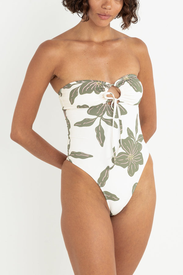 Rhythm Kia Floral Tie Front One Piece - Green