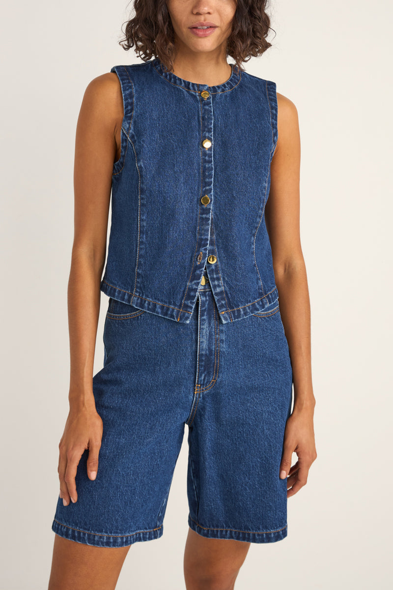 Rhythm Gia Denim Vest - Indigo