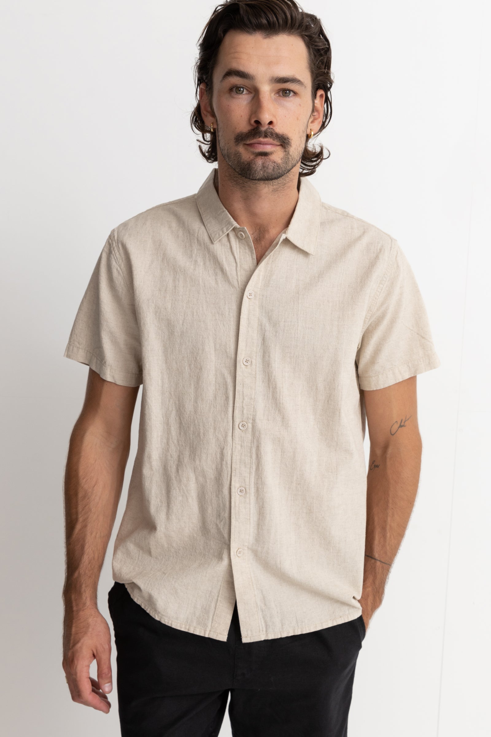 Rhythm Classic Linen Short Sleeve Shirt - Sand