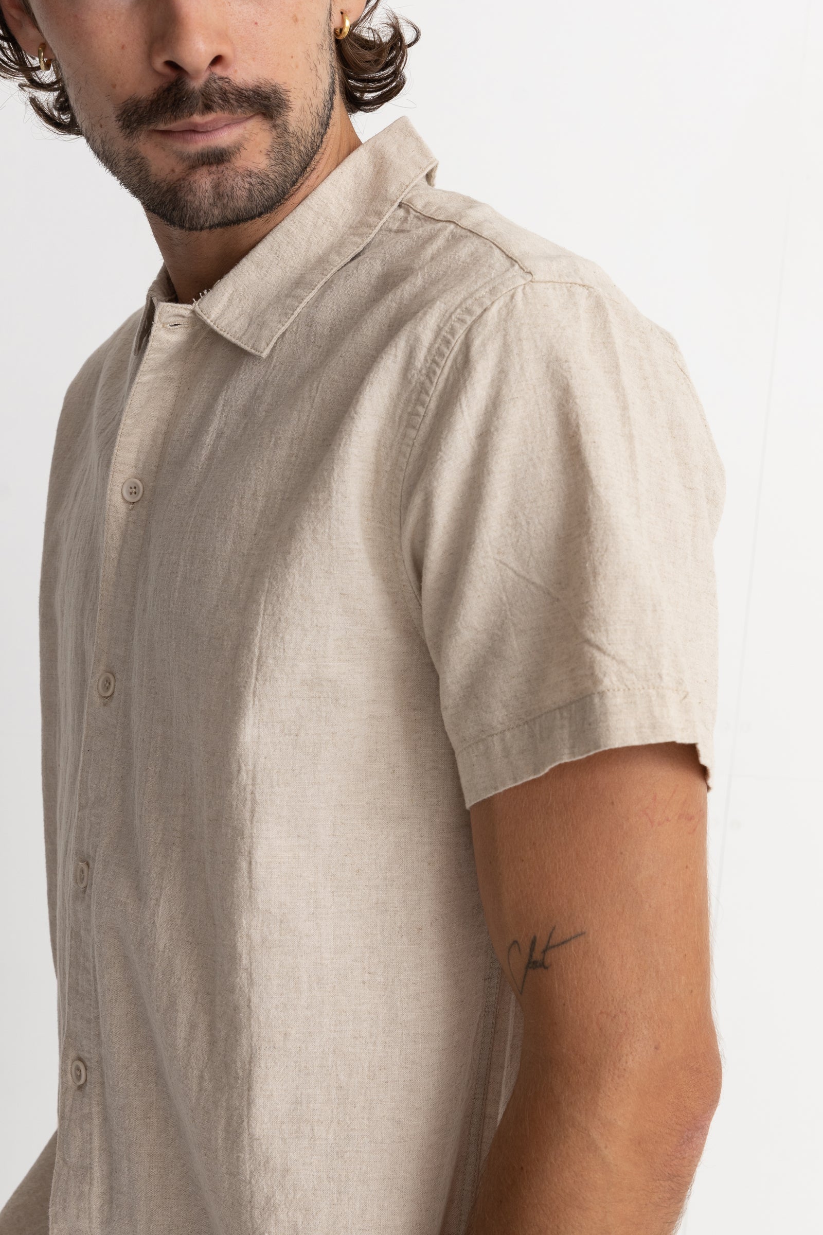 Rhythm Classic Linen Short Sleeve Shirt - Sand (view 2)