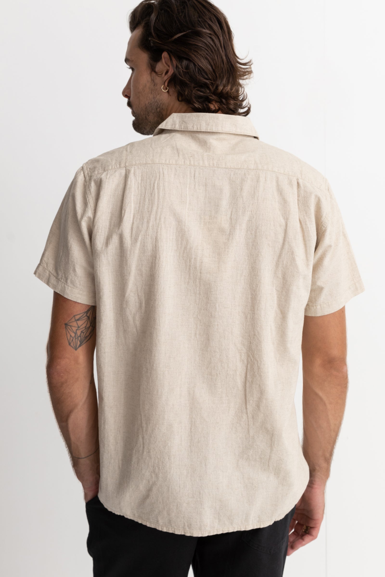 Rhythm Classic Linen Short Sleeve Shirt - Sand (view 3)
