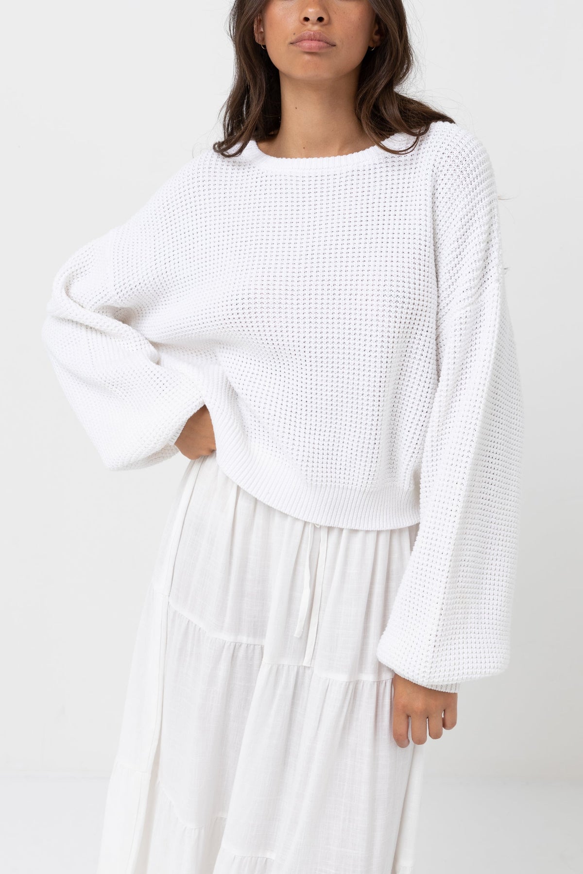 Rhythm Classic Knit Jumper - White