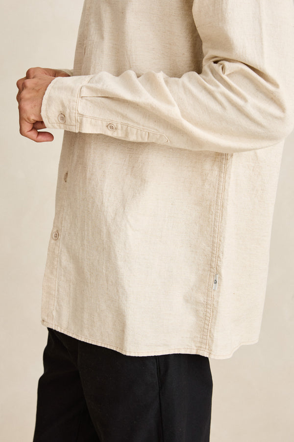 Classic Linen Long Sleeve Shirt - Sand