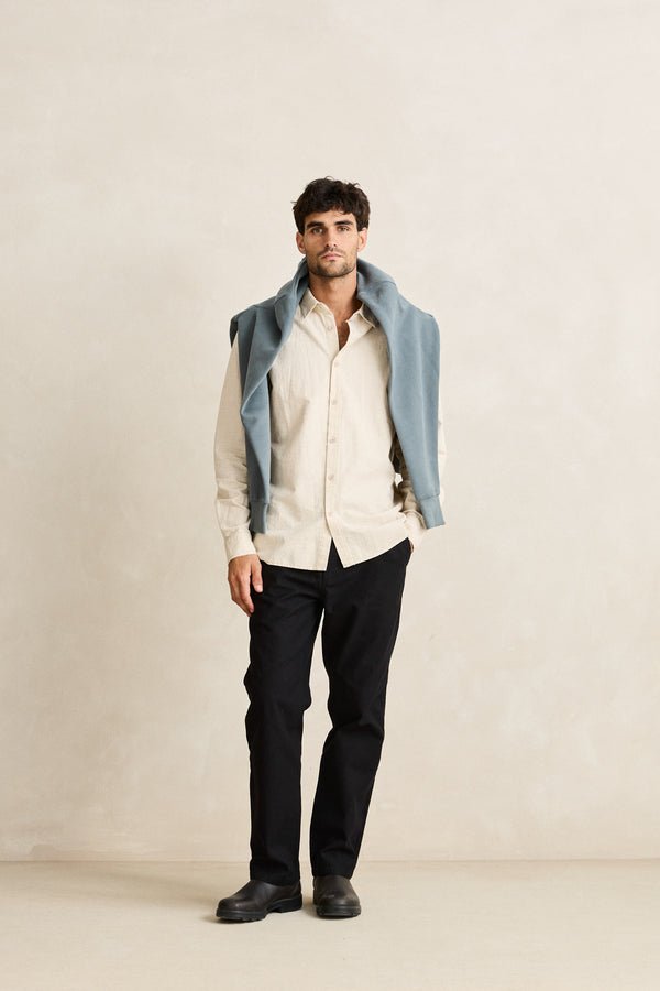 Classic Linen Long Sleeve Shirt - Sand