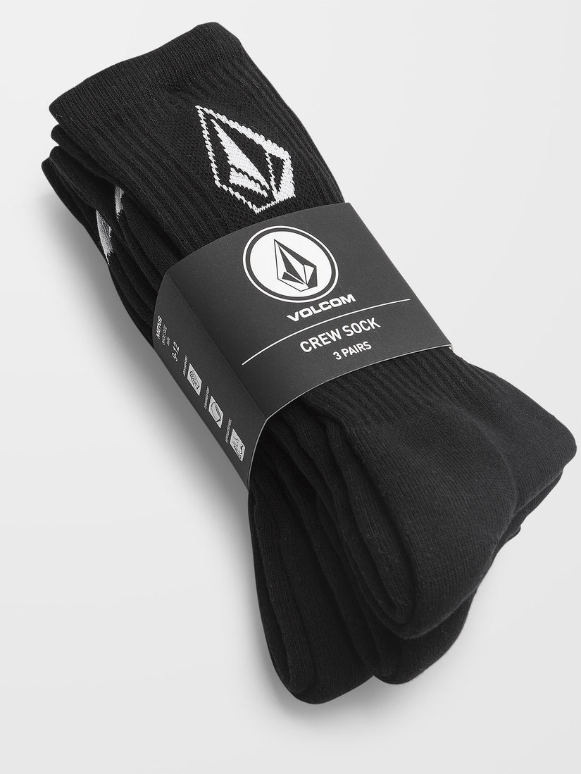Full Stone Sock 3pk - Black
