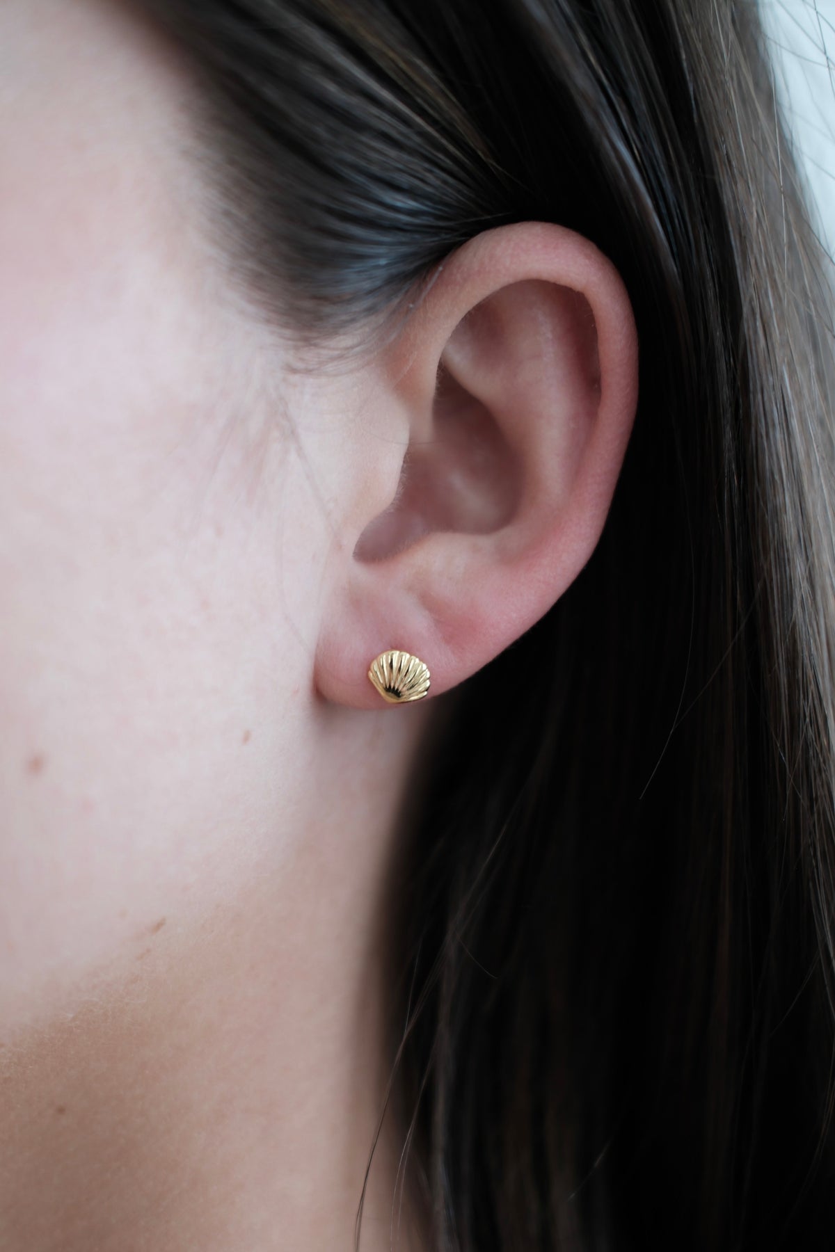 Zafino Shelly Stud gold worn