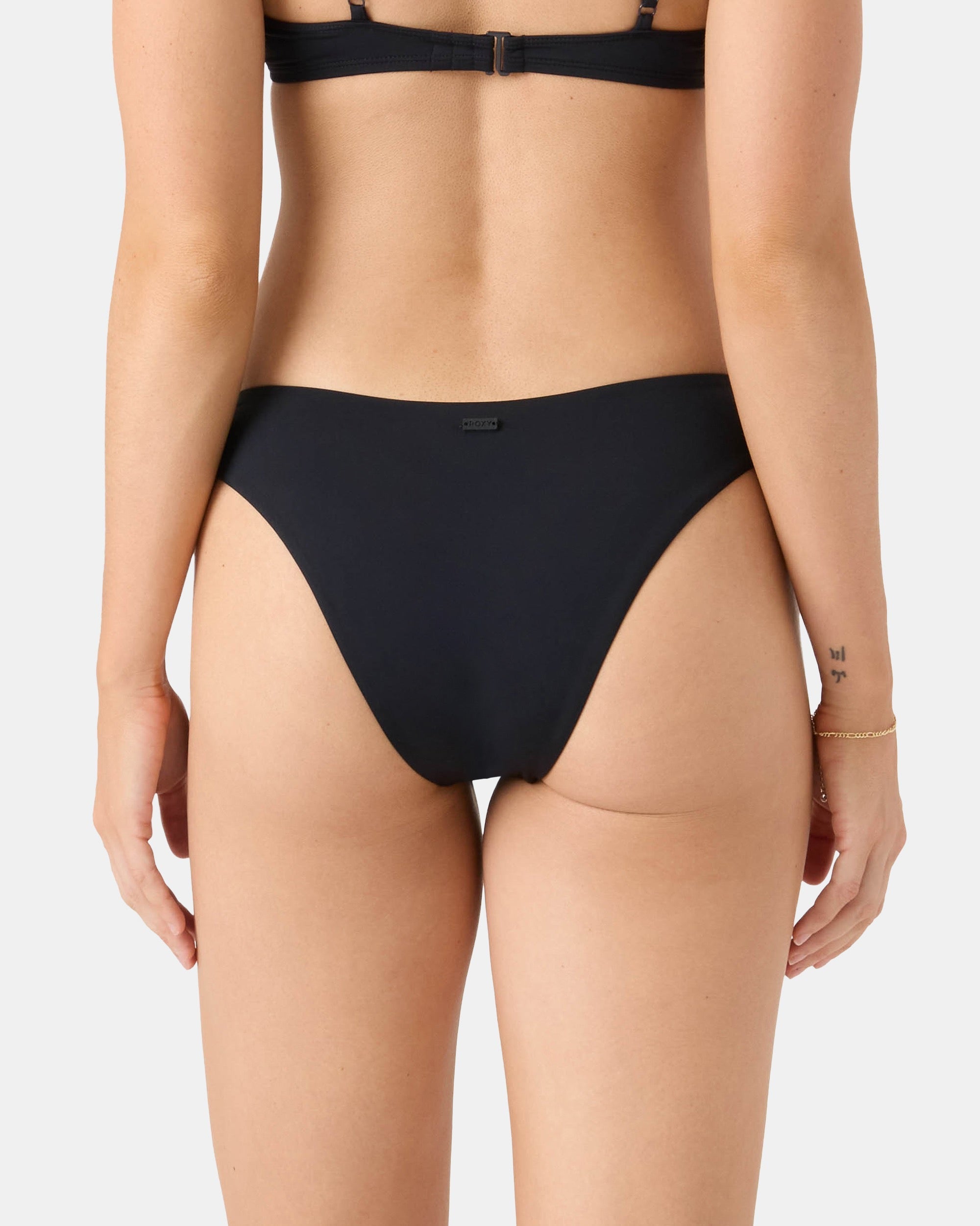 Roxy SD Beach Classics High Leg Cheeky Bikini Bottom Anthracite - front view
