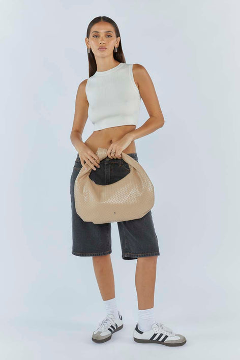 Peta + Jain Evity Weave Shoulder Bag - Nude Weave / Silver (view 2)