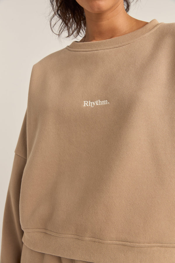 Logo Crew Neck Fleece - Taupe