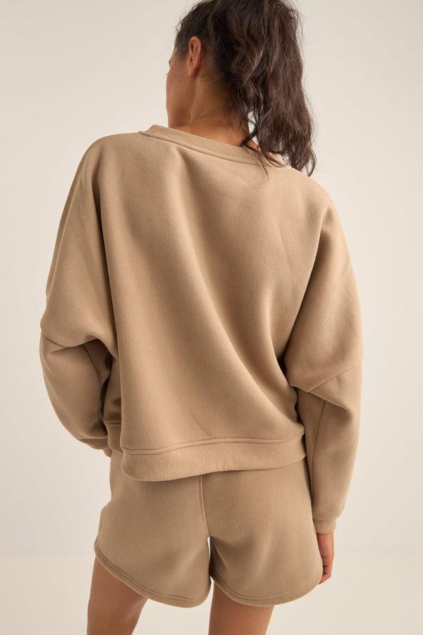 Logo Crew Neck Fleece - Taupe