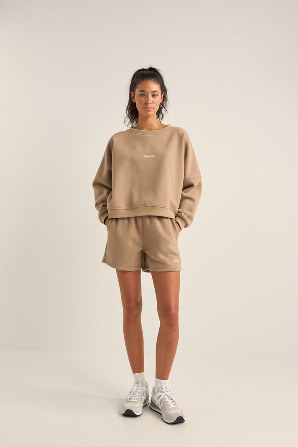 Logo Crew Neck Fleece - Taupe
