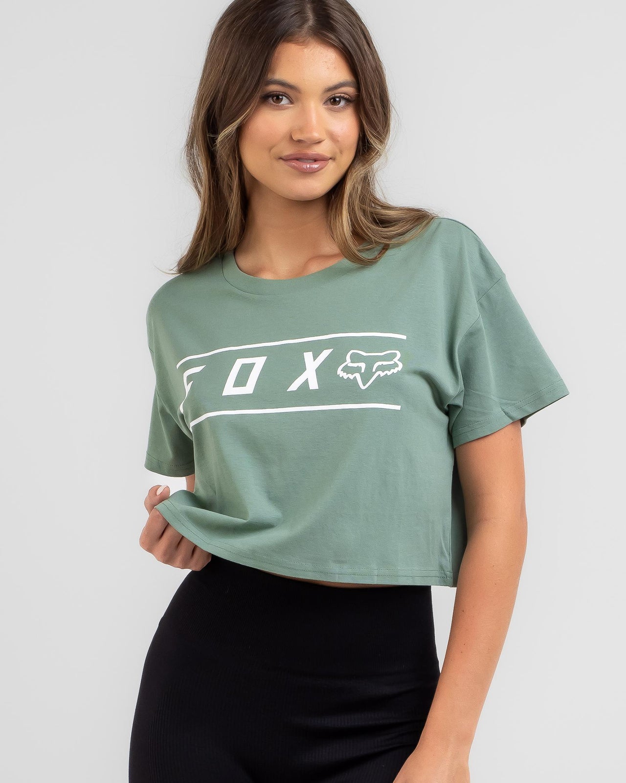 Fox Pinnacle Crop Tee - Sage (view 2)