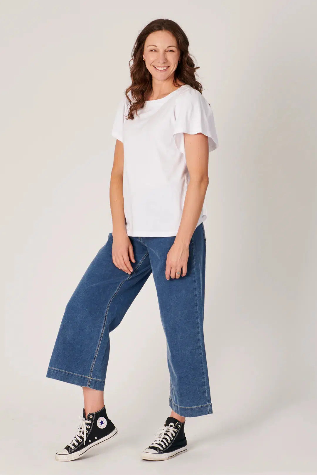 Flutter Sleeve Tee - White - Catani Clothing