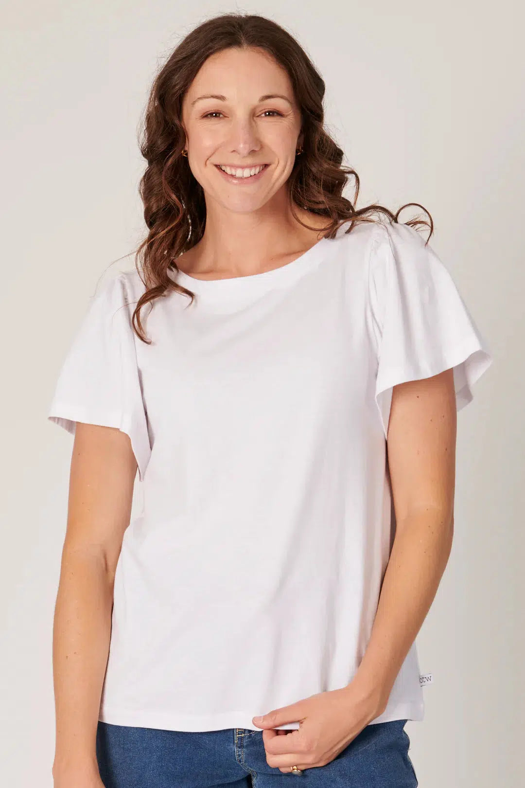Flutter Sleeve Tee - White - Catani Clothing