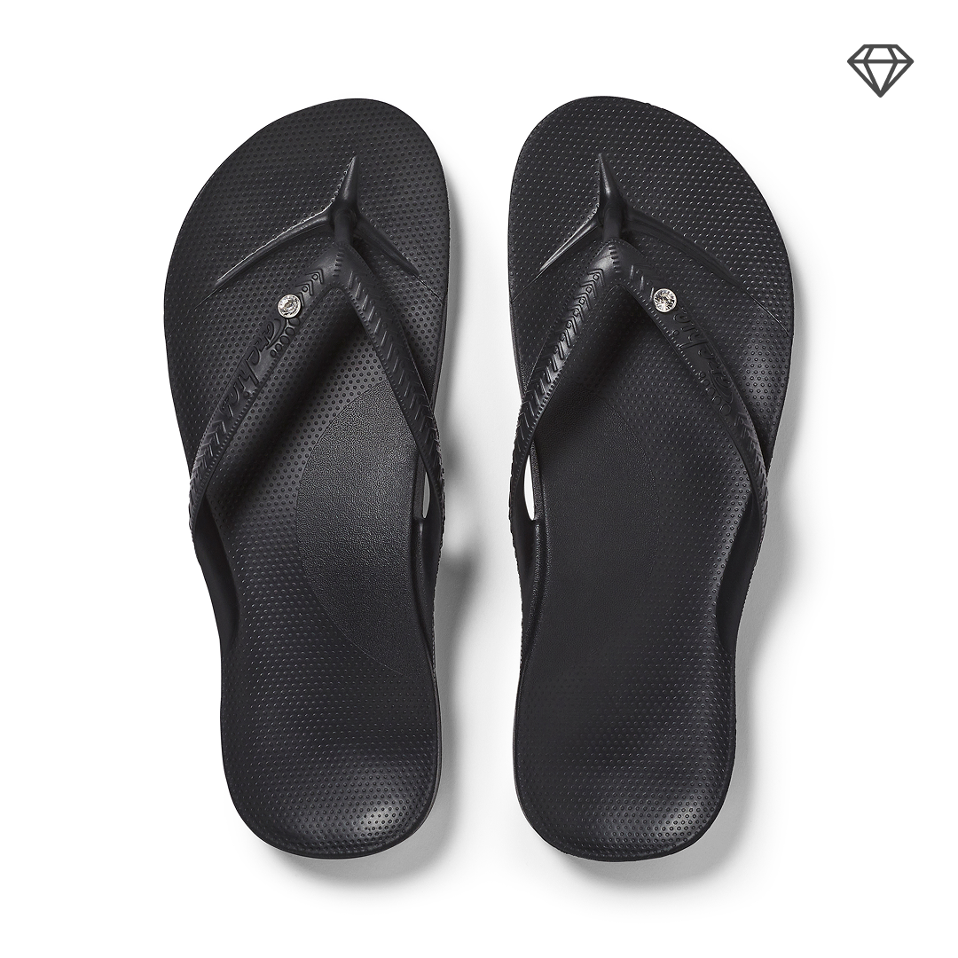 Archies Arch Support Thongs - Classic - Crystal Black