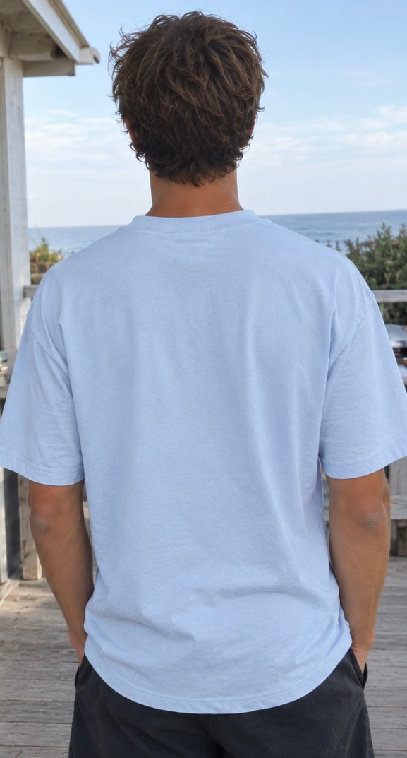 Nomadic Big Sur relaxed tee in ice water blue, back view