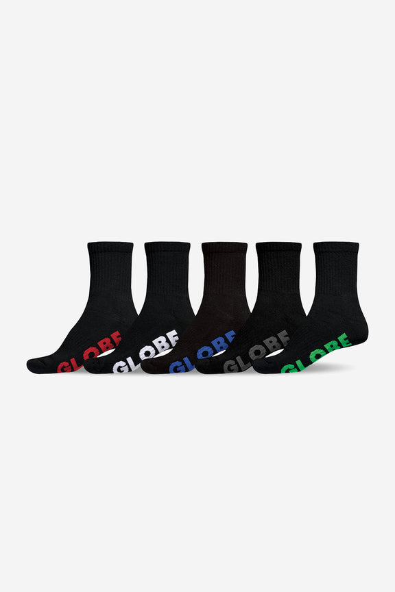 Globe Stealth Crew Sock 5pk - 7/11 + 12/15