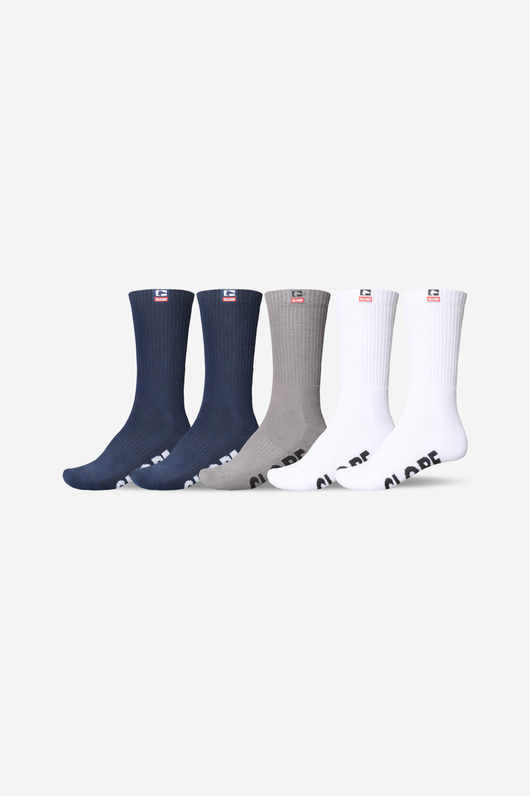 Globe Woven Logo Hi Crew Sock 5pk - Assorted