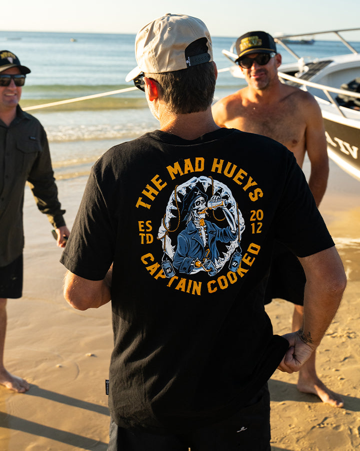 Mad Hueys Captain Cooked Jaws SS Tee Black front