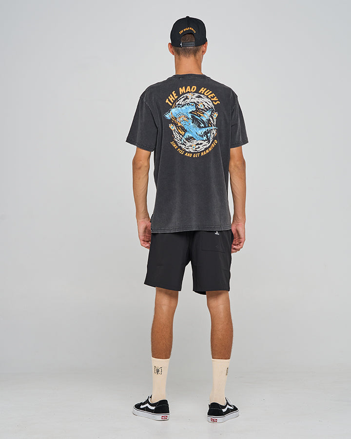 The Mad Hueys Get Hammered Short Sleeve Tee - Washed Black (view 5)