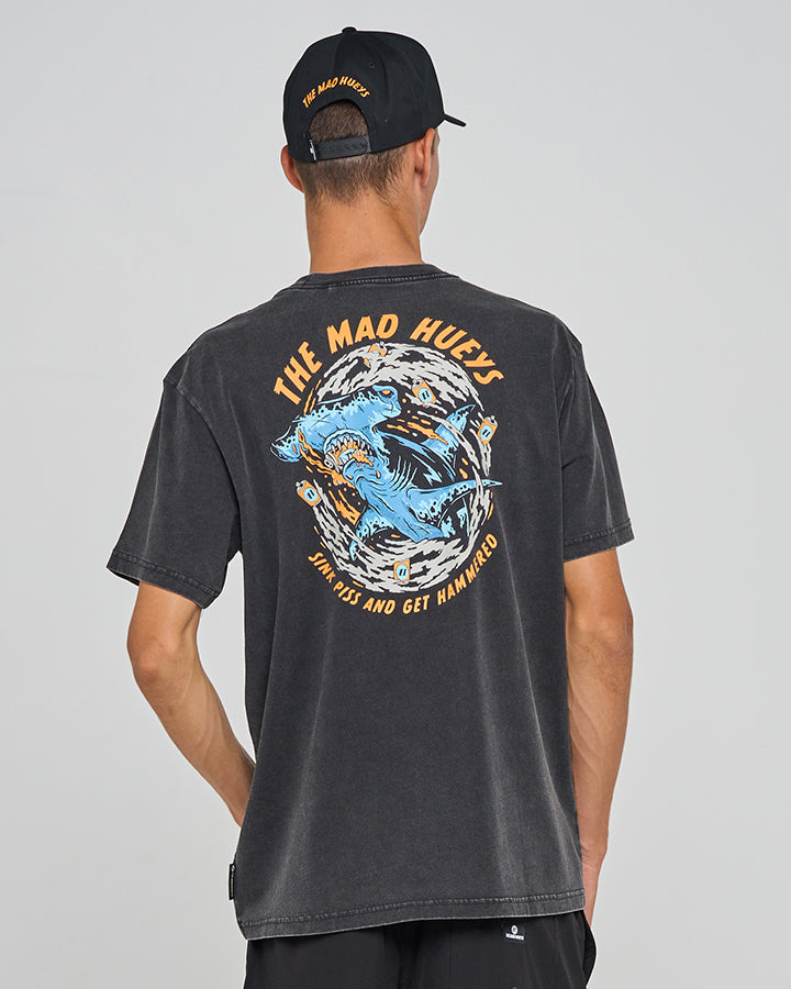The Mad Hueys Get Hammered Short Sleeve Tee - Washed Black
