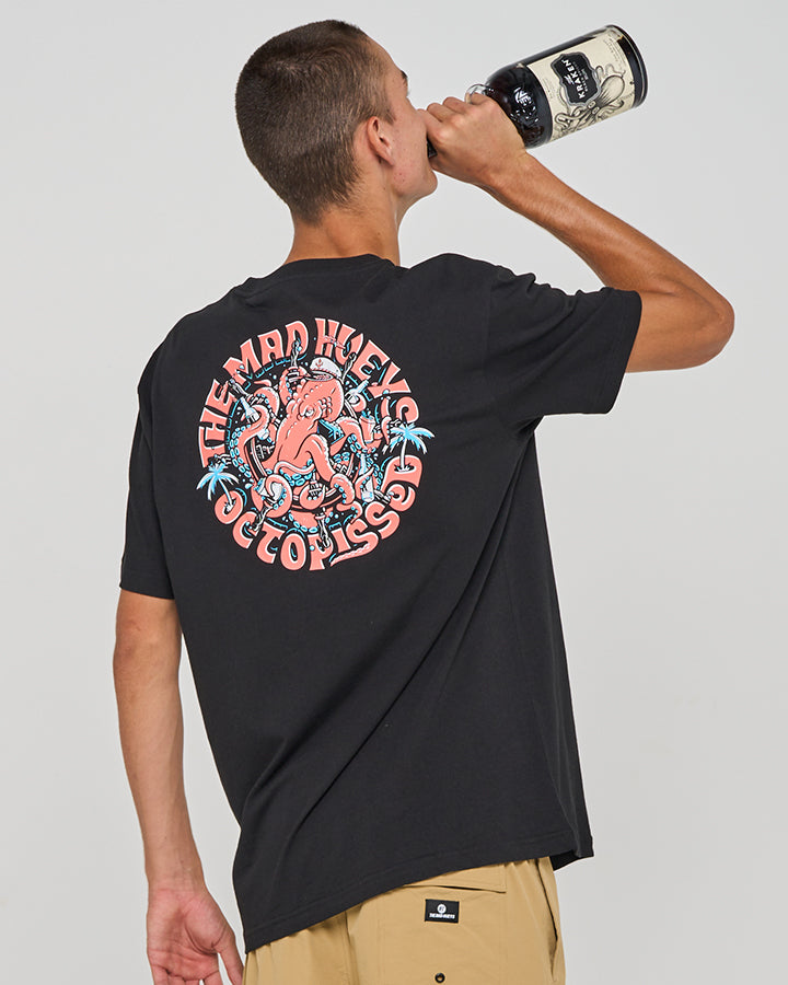 The Mad Hueys Tropic Octopissed Short Sleeve Tee - Black