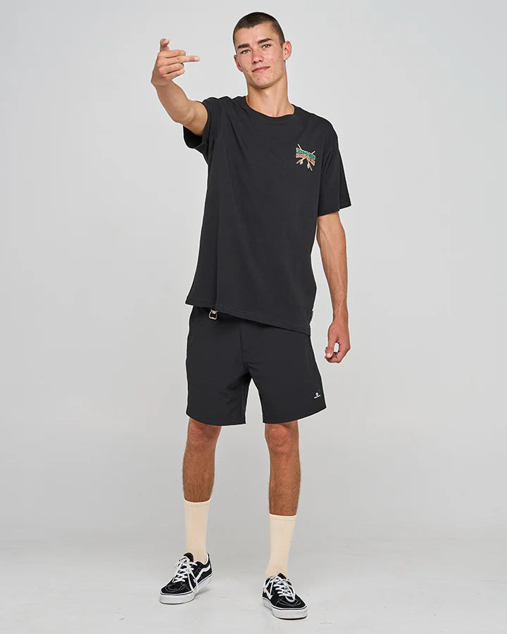The Mad Hueys Frothin Hooked For Life Short Sleeve Tee Black - detail view