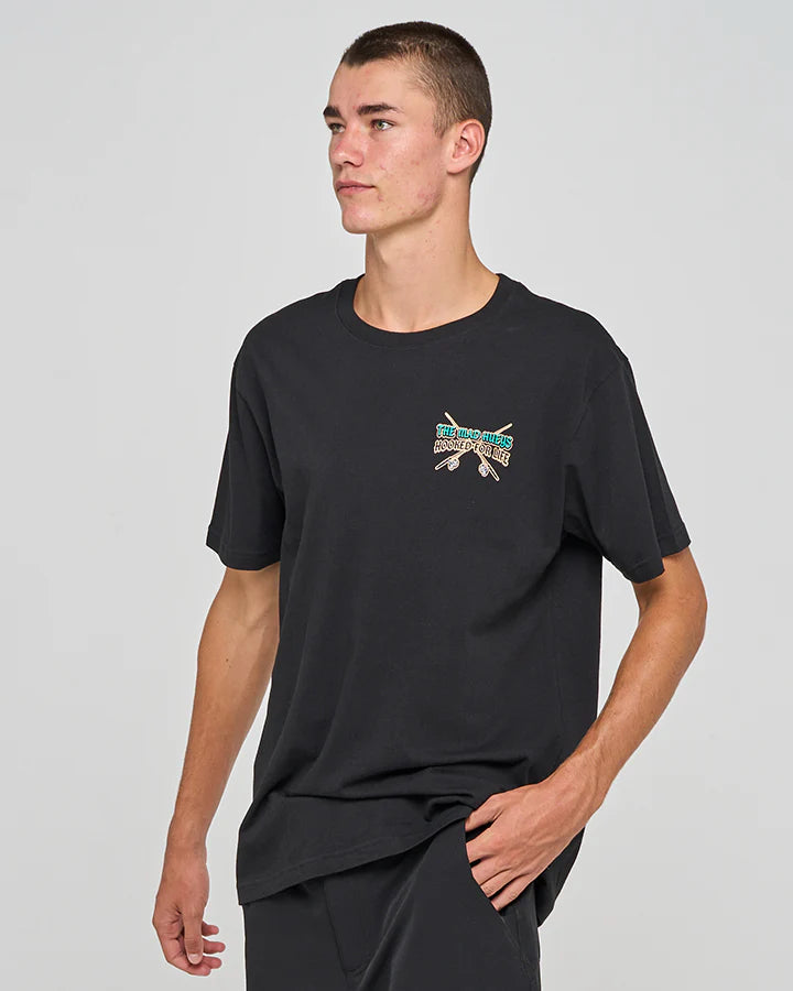 The Mad Hueys Frothin Hooked For Life Short Sleeve Tee Black - back view