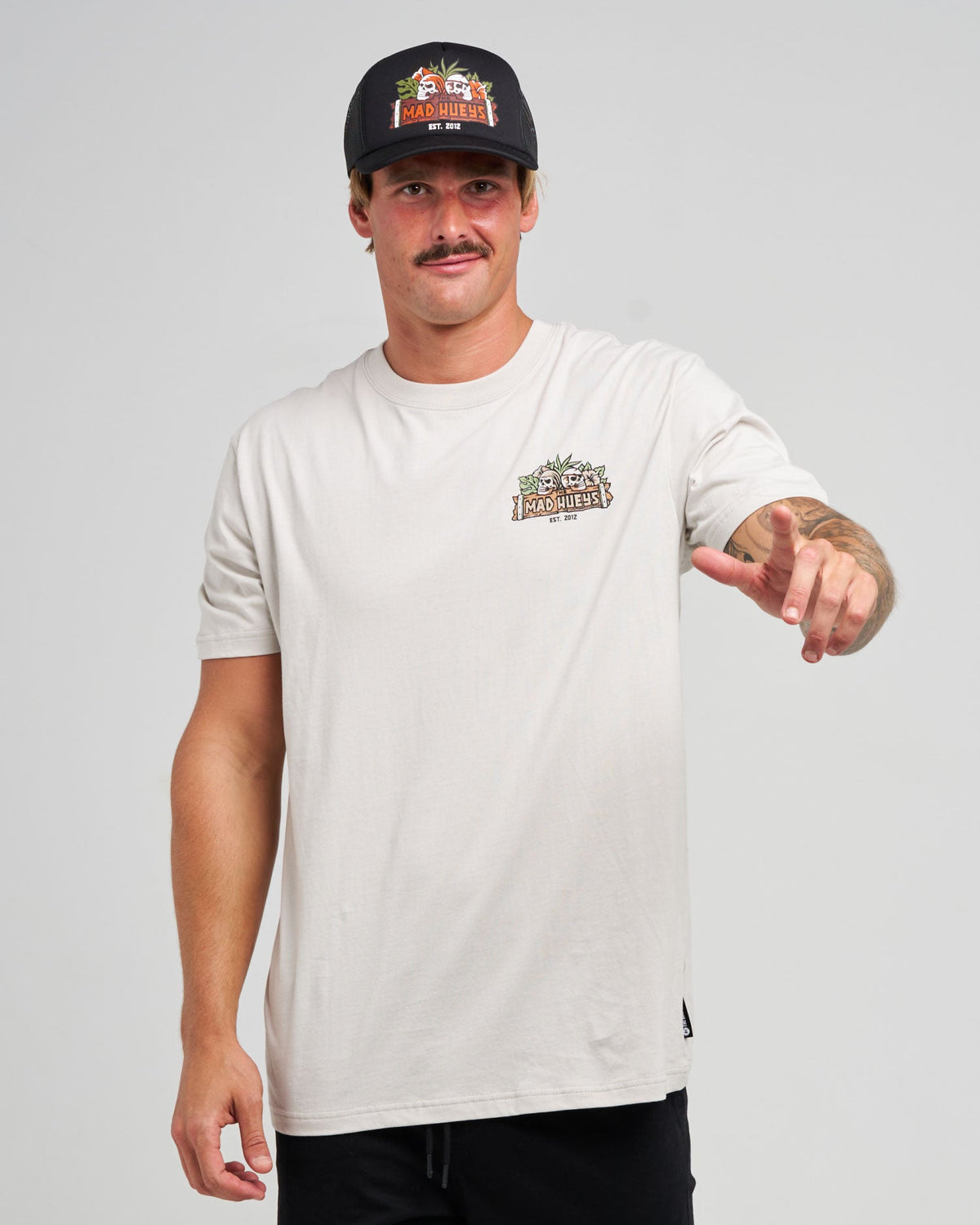 The Mad Hueys Troppo Captain tee in smoke grey