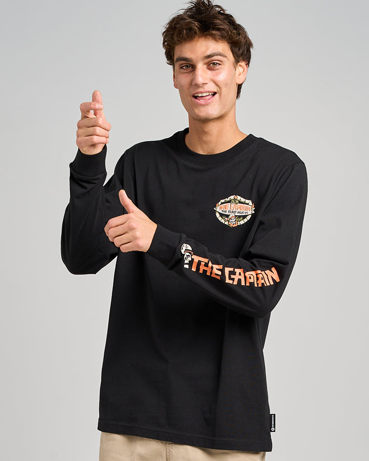 The Tiki Captain LS Tee - Black