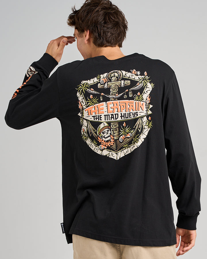 The Mad Hueys The Tiki Captain LS Tee - Black