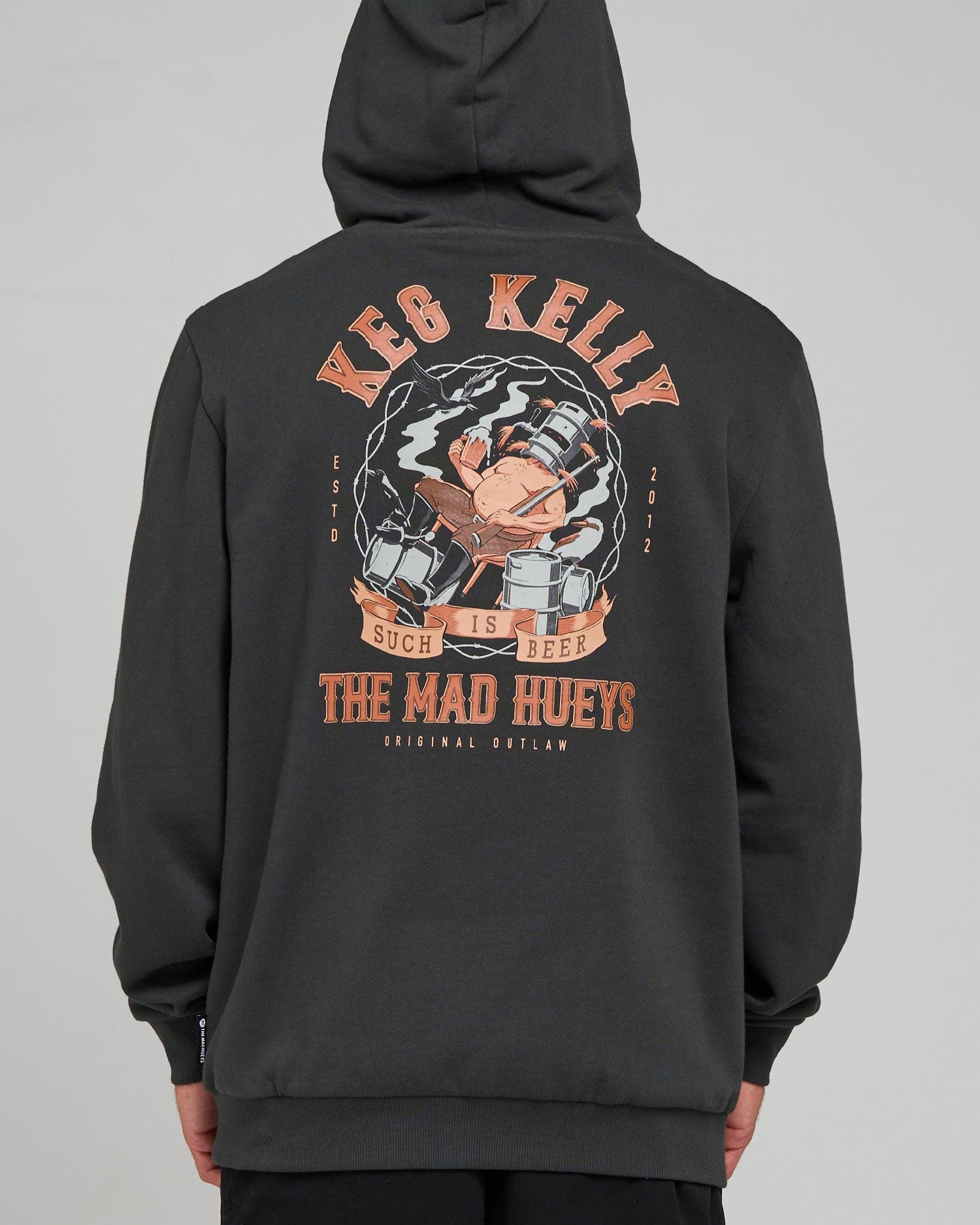 The Mad Hueys Kegs Kelly Hooded Pullover Vintage Black back