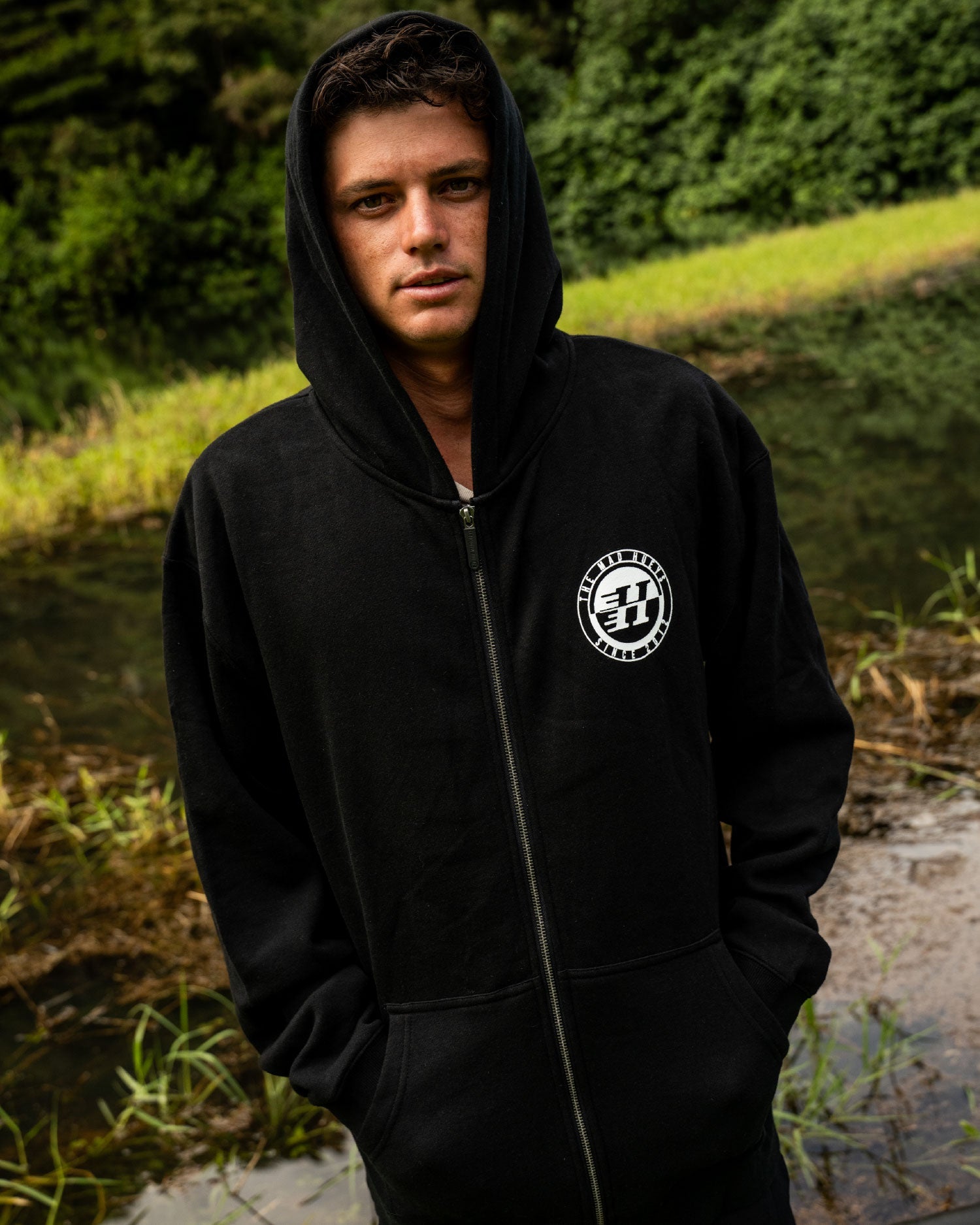 The Mad Hueys H Series Split Hooded Zip Thru Black