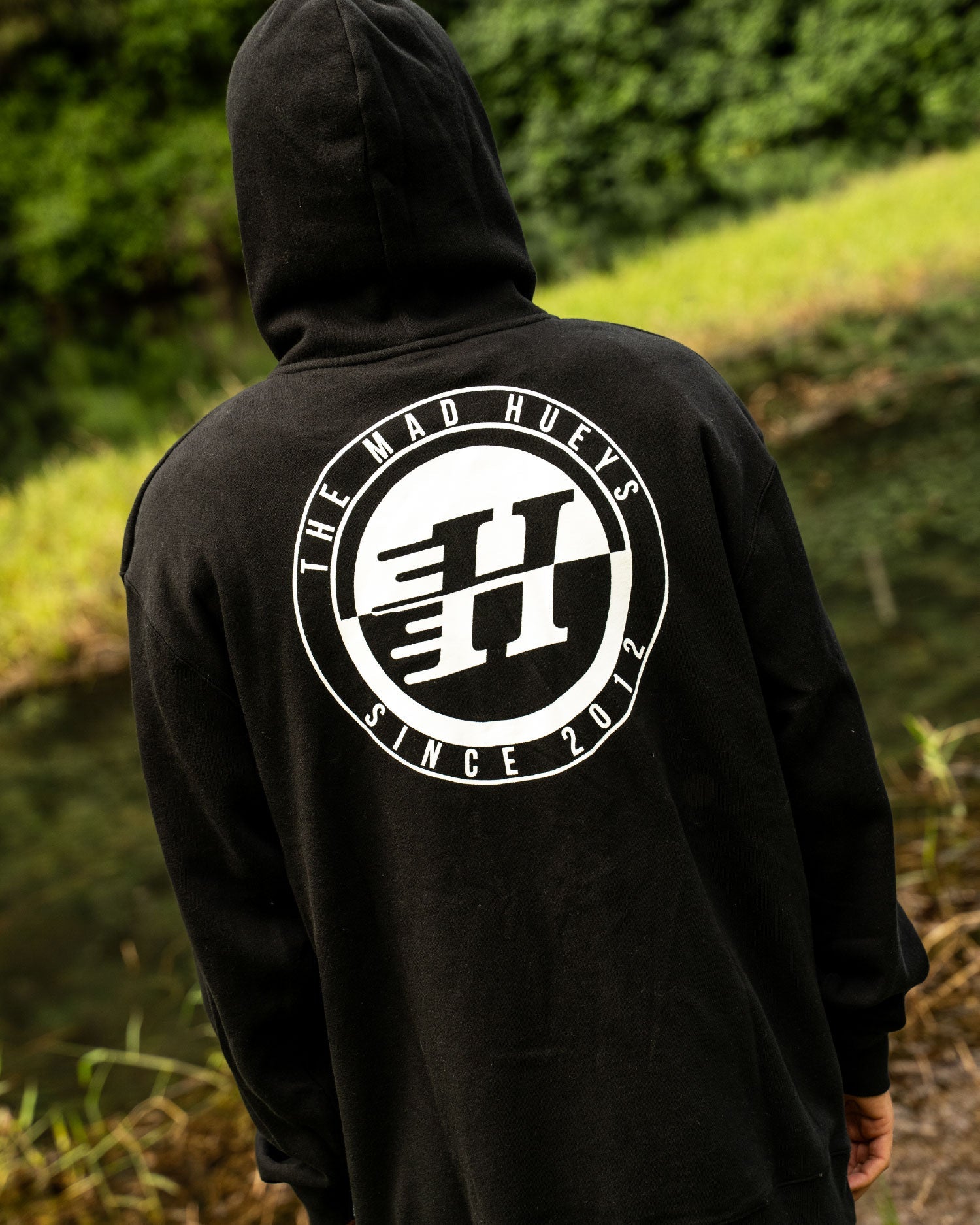 The Mad Hueys H Series Split Hooded Zip Thru Black back