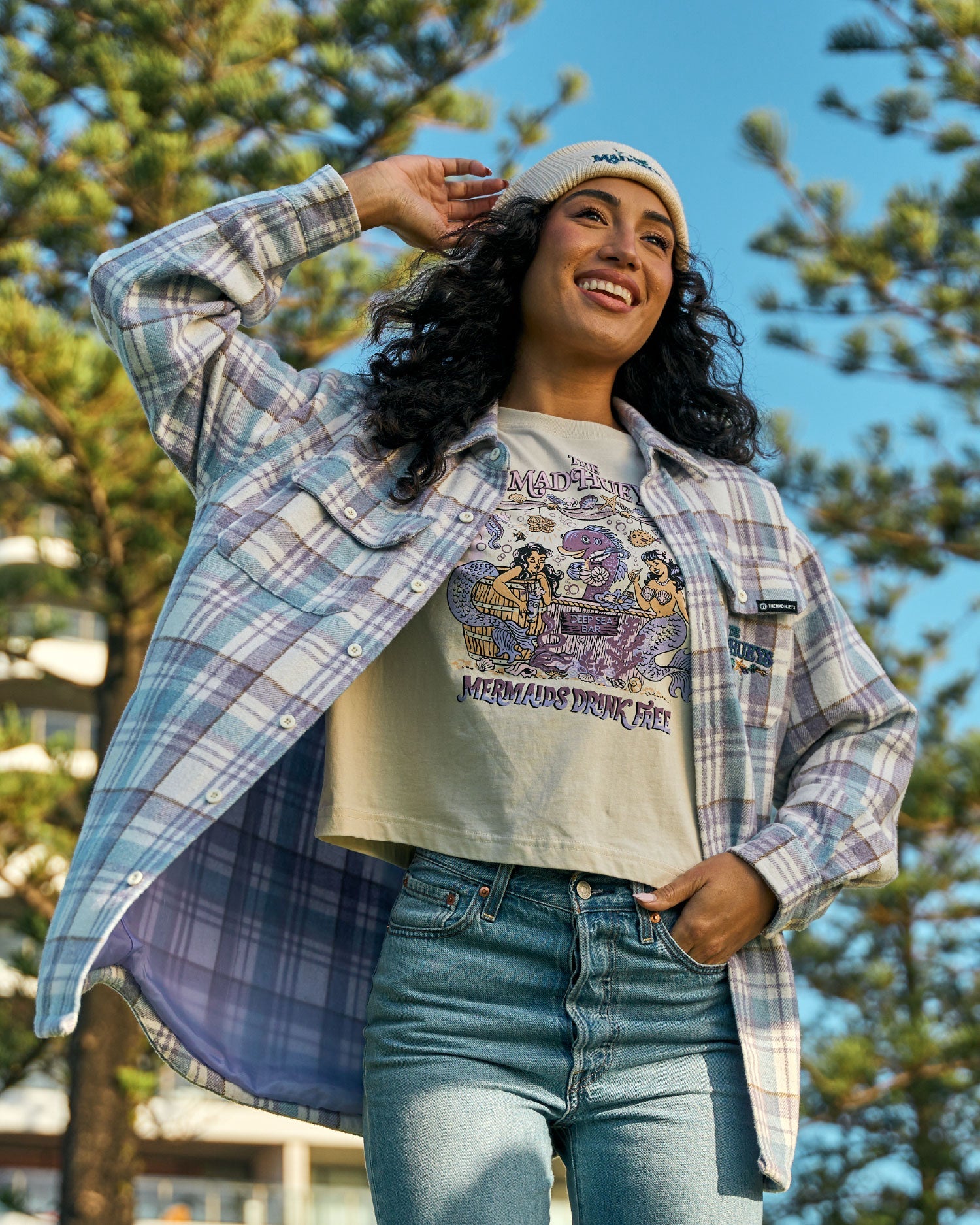 Mad Hueys Mermaids Drink Free Shacket Lavender detail