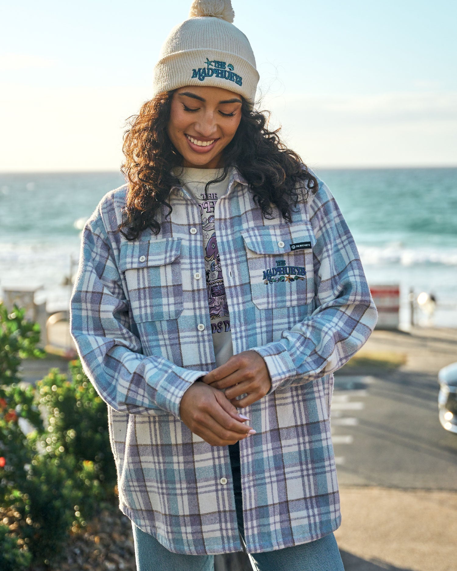 Mad Hueys Mermaids Drink Free Shacket Lavender front