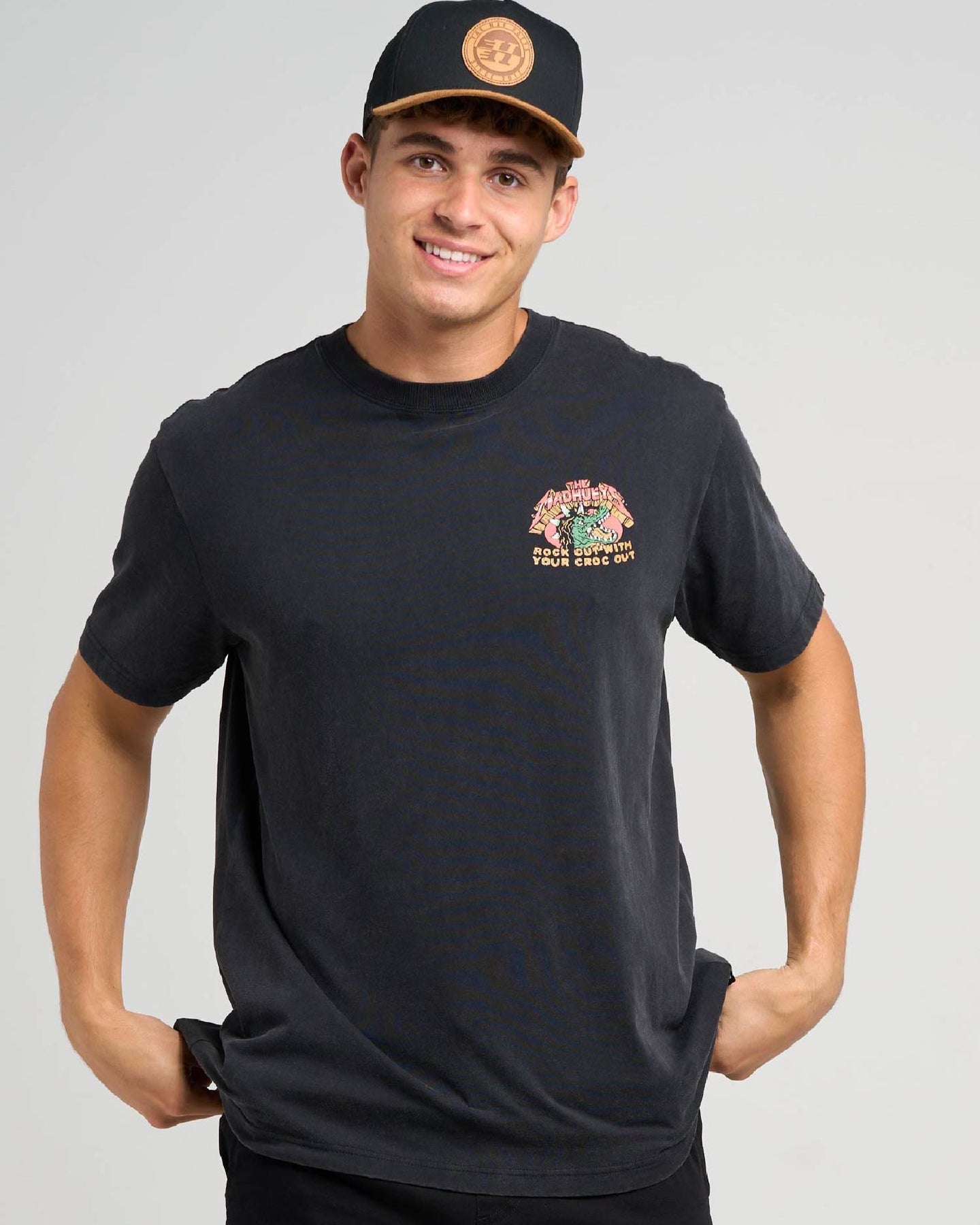 The Mad Hueys Rock Out SS Tee - Washed Black