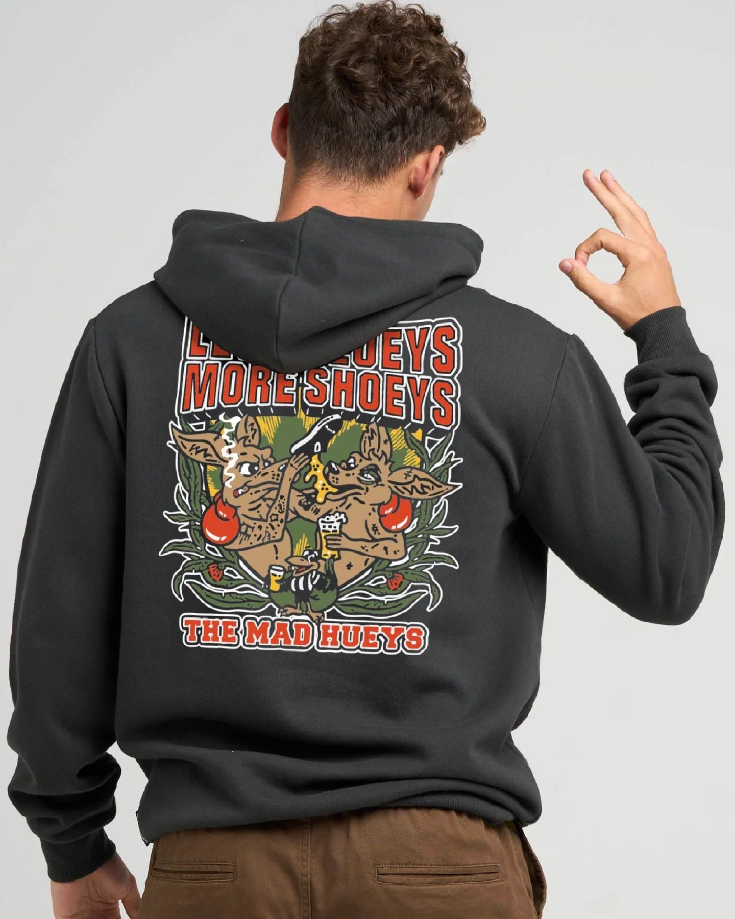 The Mad Hueys Less Blueys Hooded Pullover - Vintage Black (view 2)