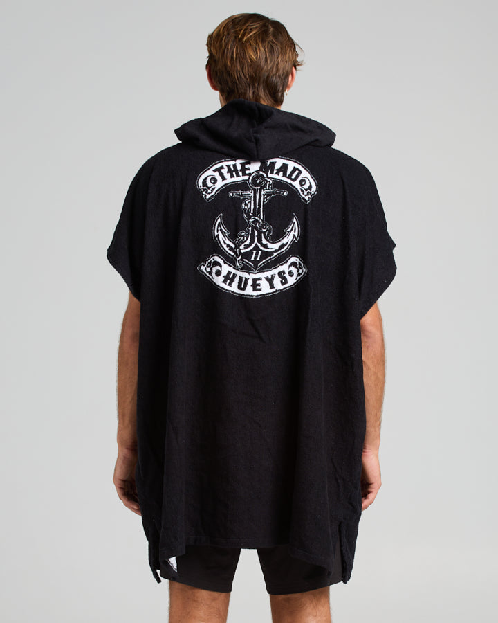 Skull Anchor Hooded Beach Towel - Black