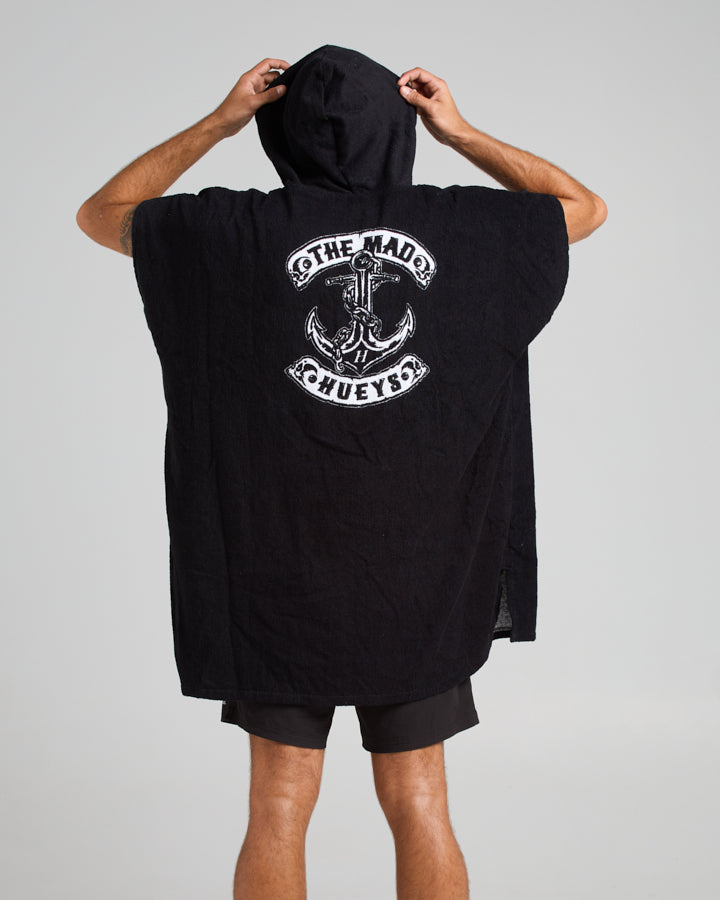 Skull Anchor Hooded Beach Towel - Black