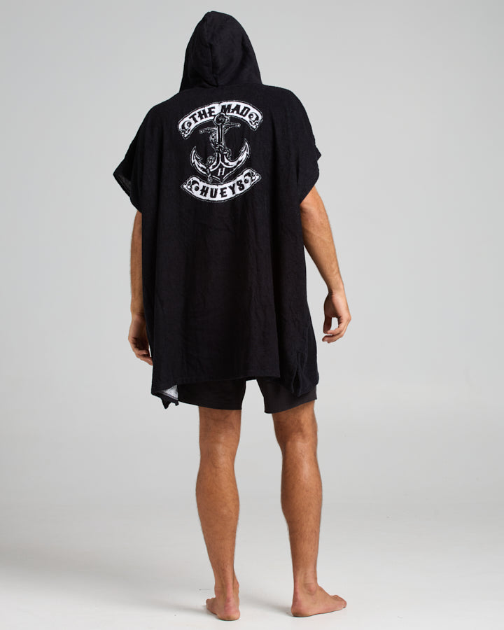 Skull Anchor Hooded Beach Towel - Black