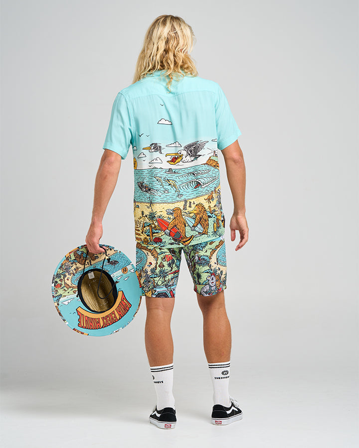 The Mad Hueys Oz Straya Short Sleeve Woven Shirt - Aqua (view 2)