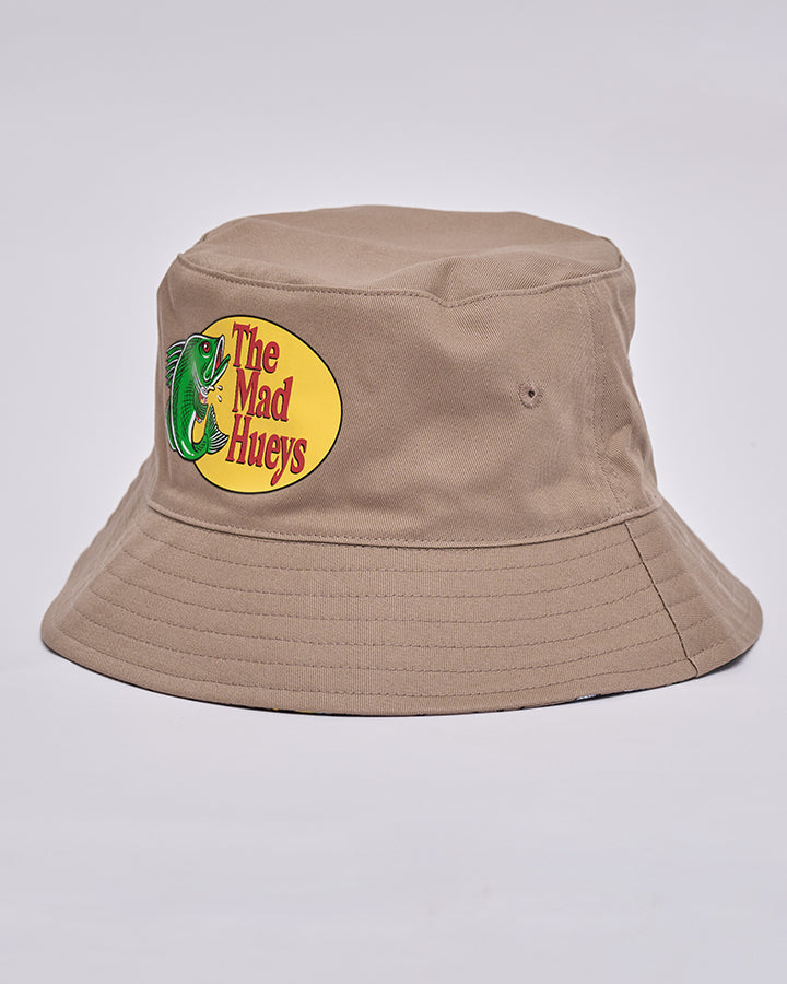 Mad Hueys Pro Hueys Youth Reversible Bucket Hat in taupe