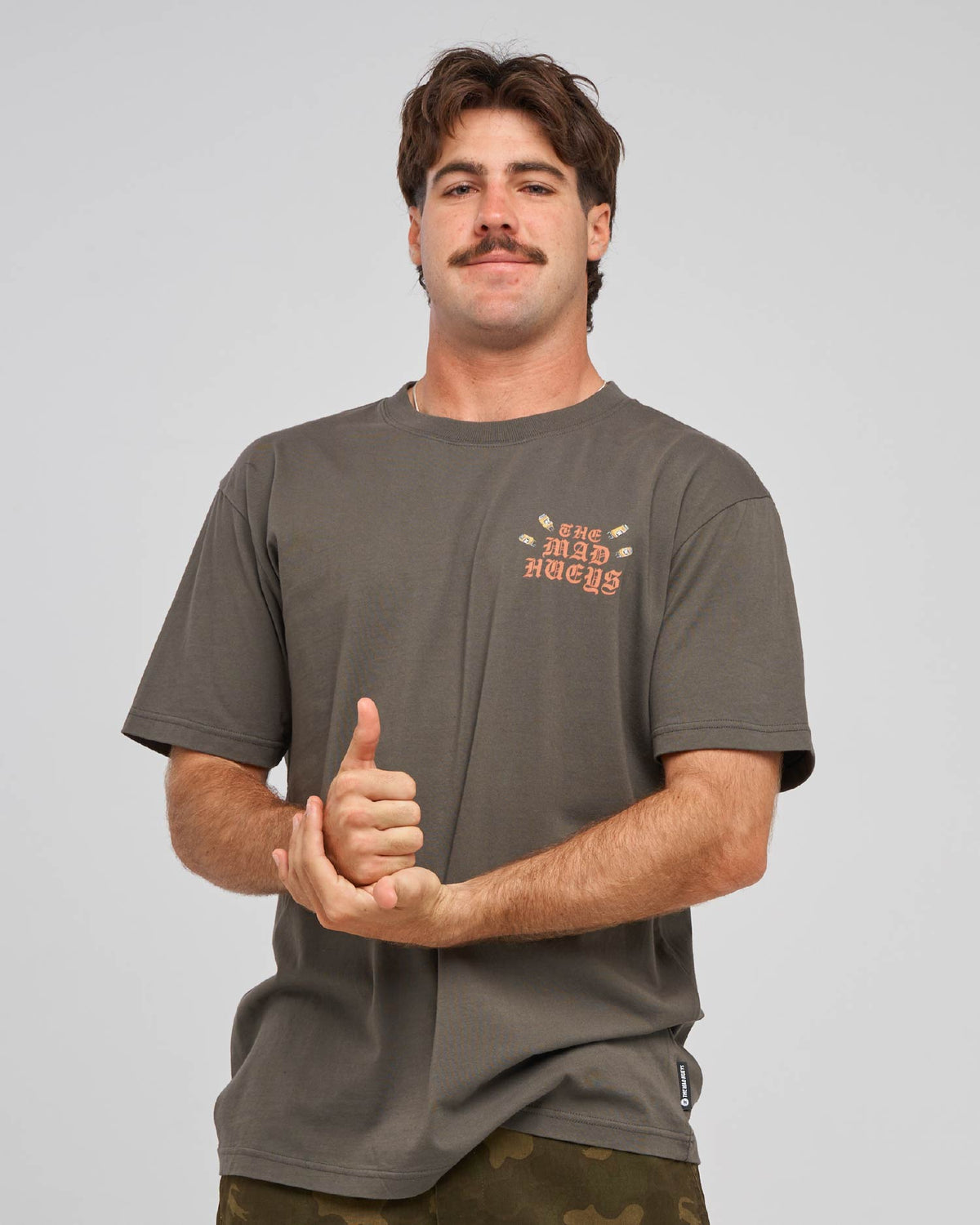 Mad Hueys Loose Cannons SS Tee in charcoal - front