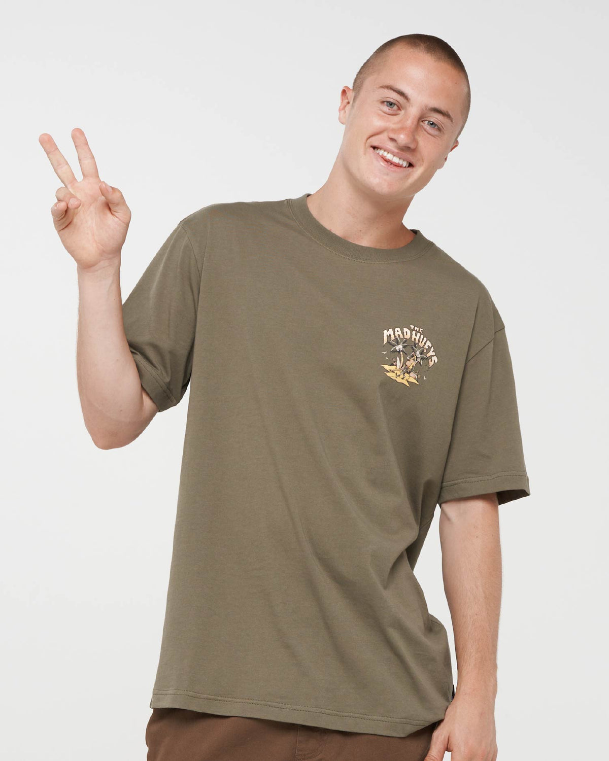 The Mad Hueys Metal Searchin SS Tee Olive back