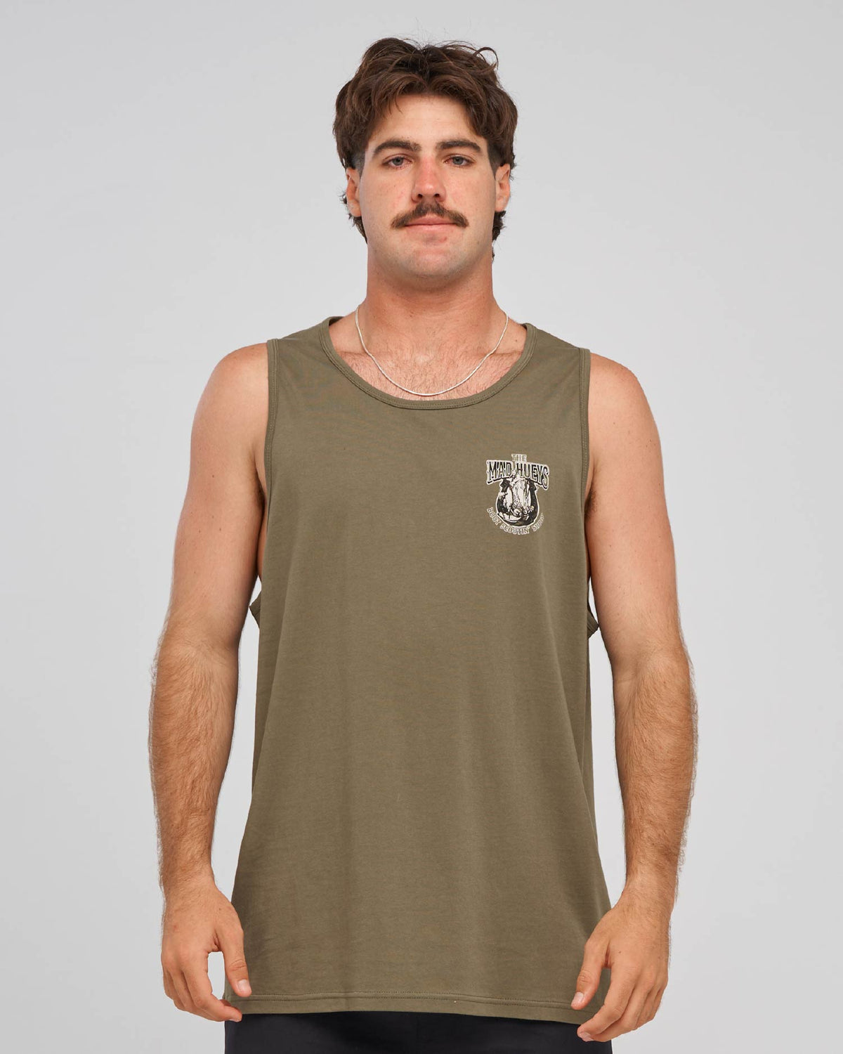 The Mad Hueys Scootin Shoey Tank Olive front